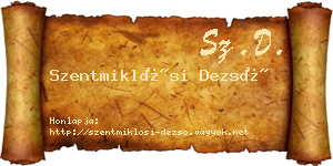 Szentmiklósi Dezső névjegykártya