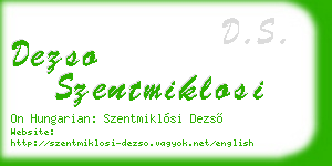 dezso szentmiklosi business card