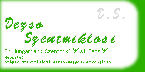 dezso szentmiklosi business card